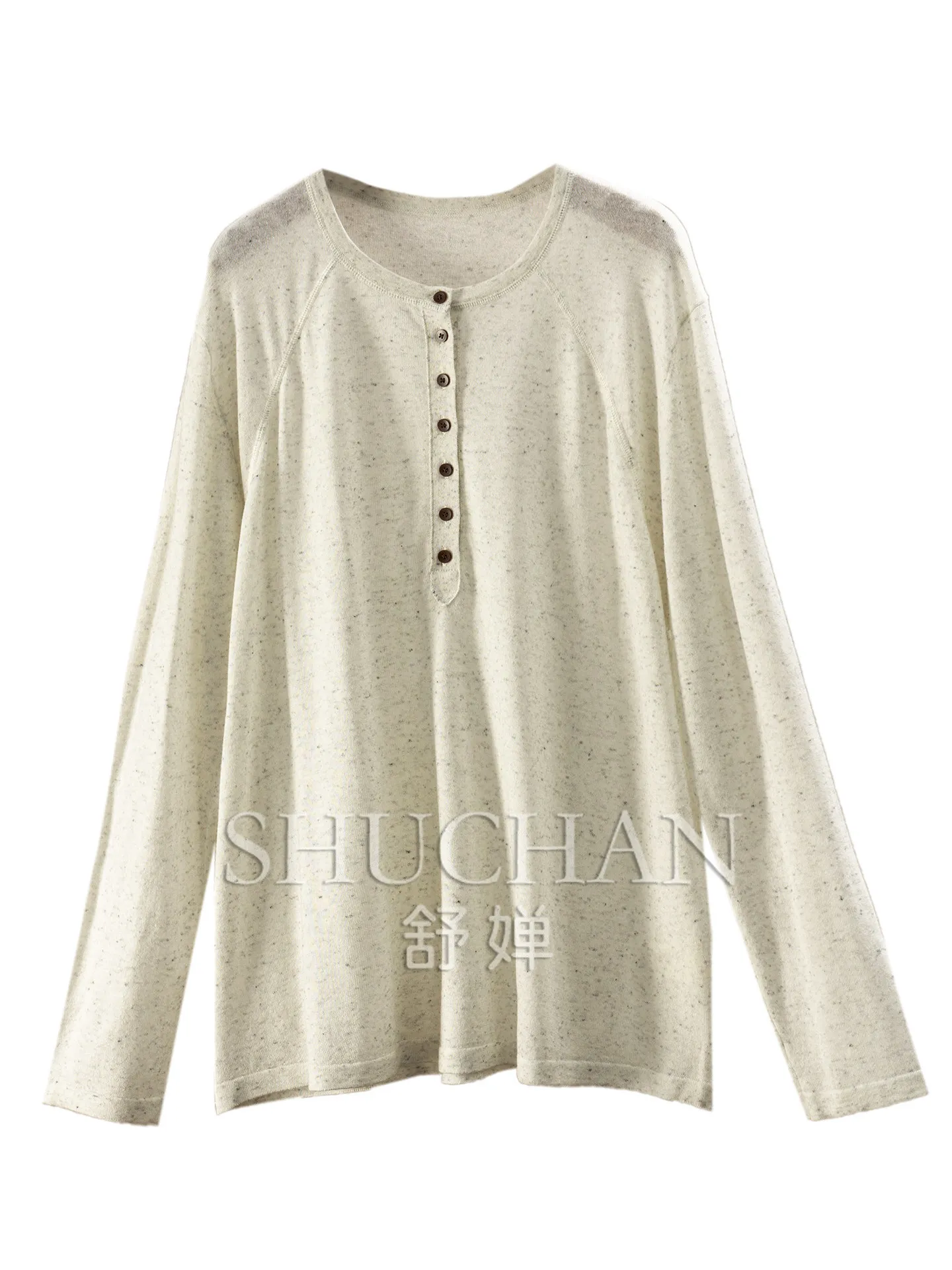 T Shirt Lazy Slack, French Vintage Flower Yarn Flax Wool Crew Neck Long Sleeve Knitted Sweater Women's 75W2