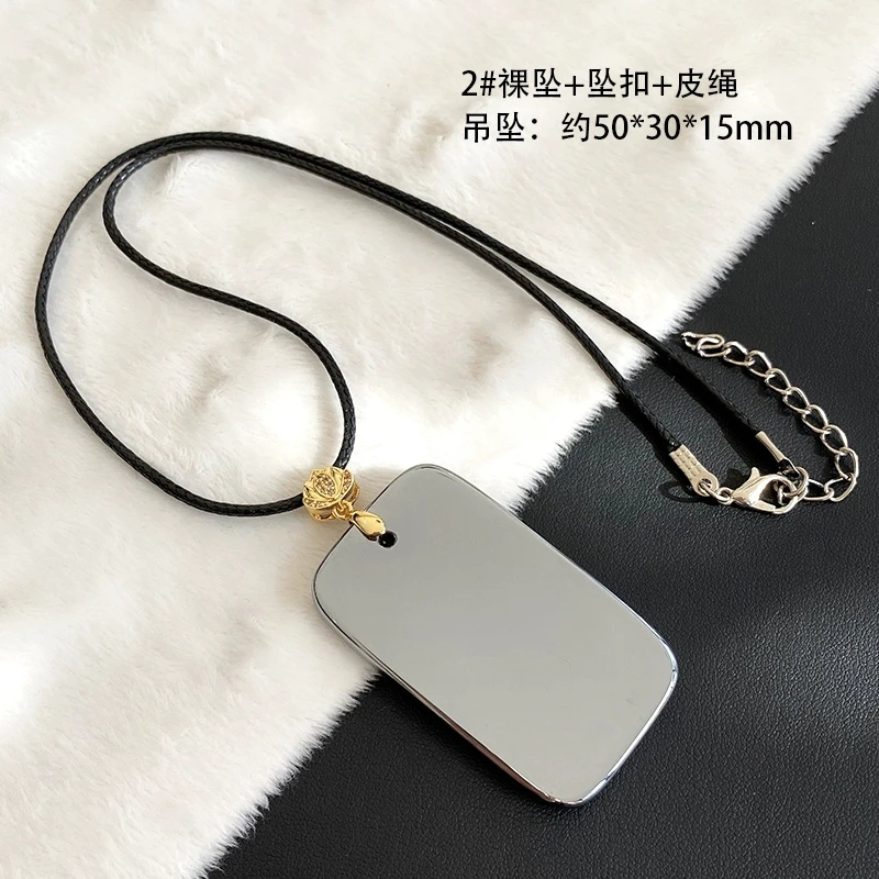 Natural White Terahertz Wave Rectangle Beads Pendant Necklace 50x30x15mm Chain Women Men Fashion Jewelry Drop Shipping AAAAAA