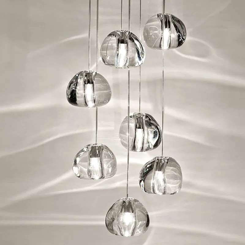 Nordic LED Pendant Lights Modern Hanglamp High Rotation Stair Lamps Crystal Balls Decoration Lighting Lustre Pendente