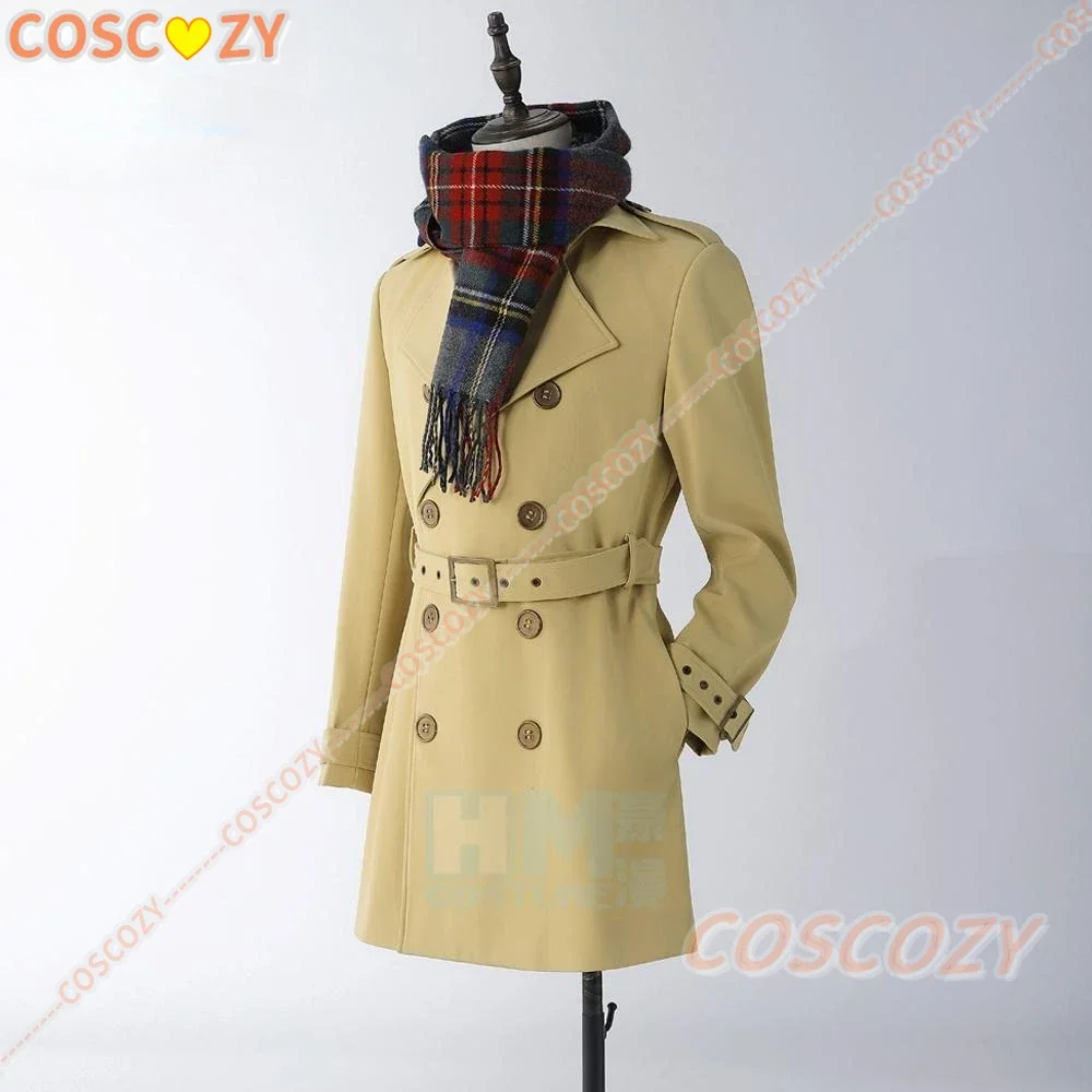 Akechi Goro Game Persona 5 P5 Cosplay Costume Wig Winter Version Coat Brownish Yellow Uniform Men Wig Scarf Tie Coat Customized