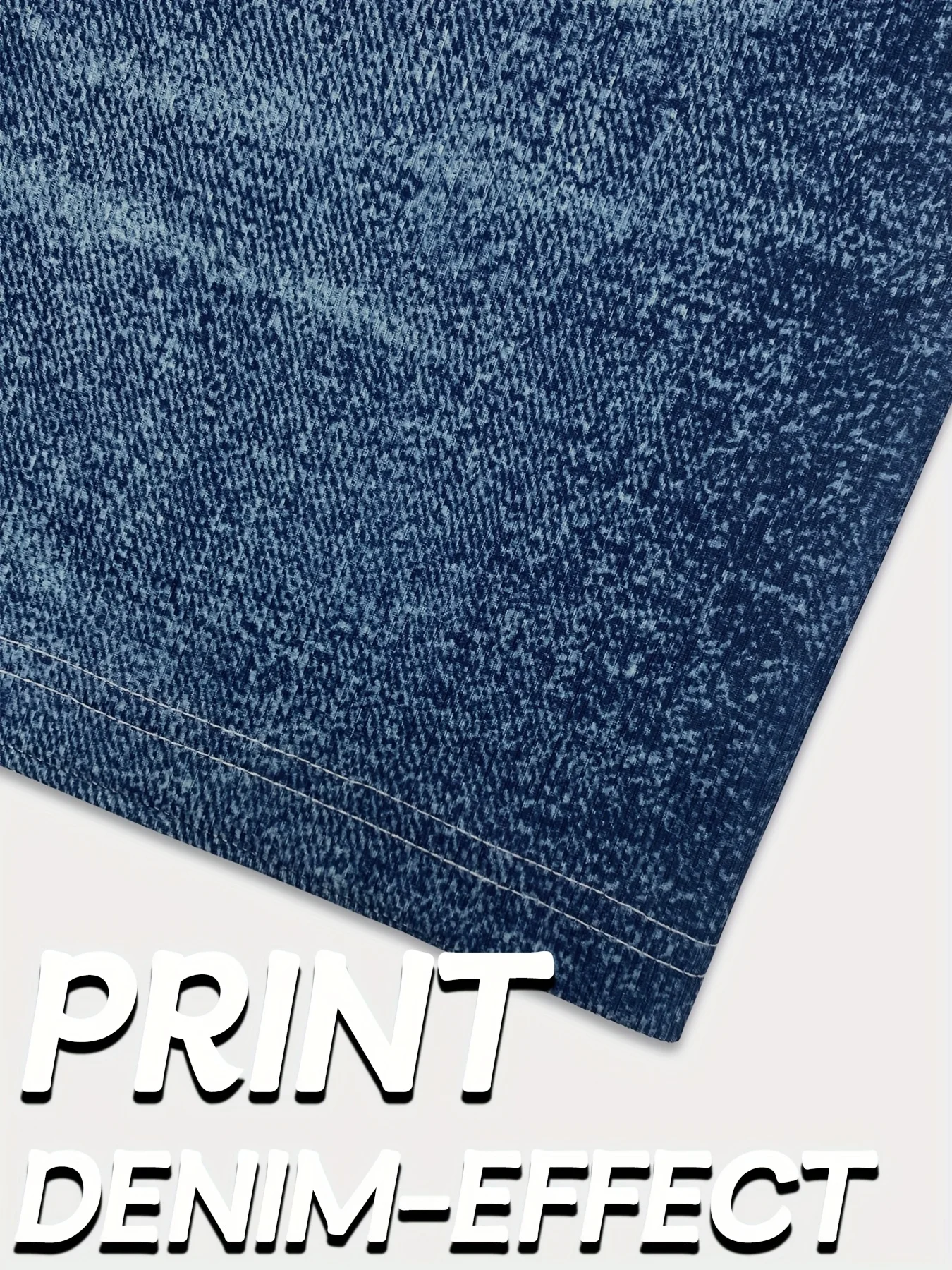 بالإضافة إلى حجم عالية الخصر الدراجة السراويل النسائية فو الدنيم المطبوعة تمتد طماق مريحة عارضة الأزياء #5