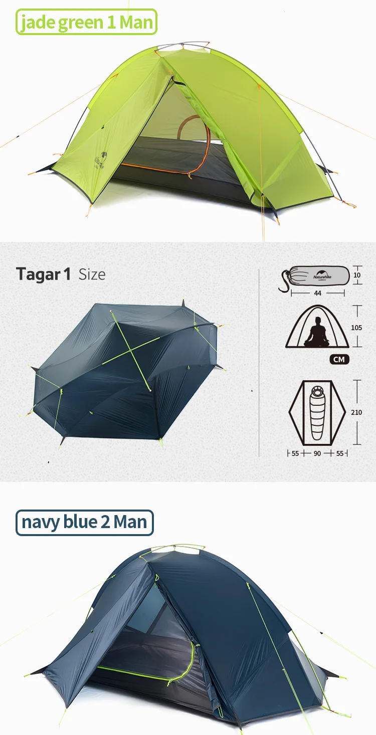Naturehike Tagar Campingzelt, ultraleicht, 4000 mm, wasserdicht, Überdachungszelte, 1–2 Personen, schneller Aufbau, Outdoor-Rucksack, Fahrradzelt – Detail 6