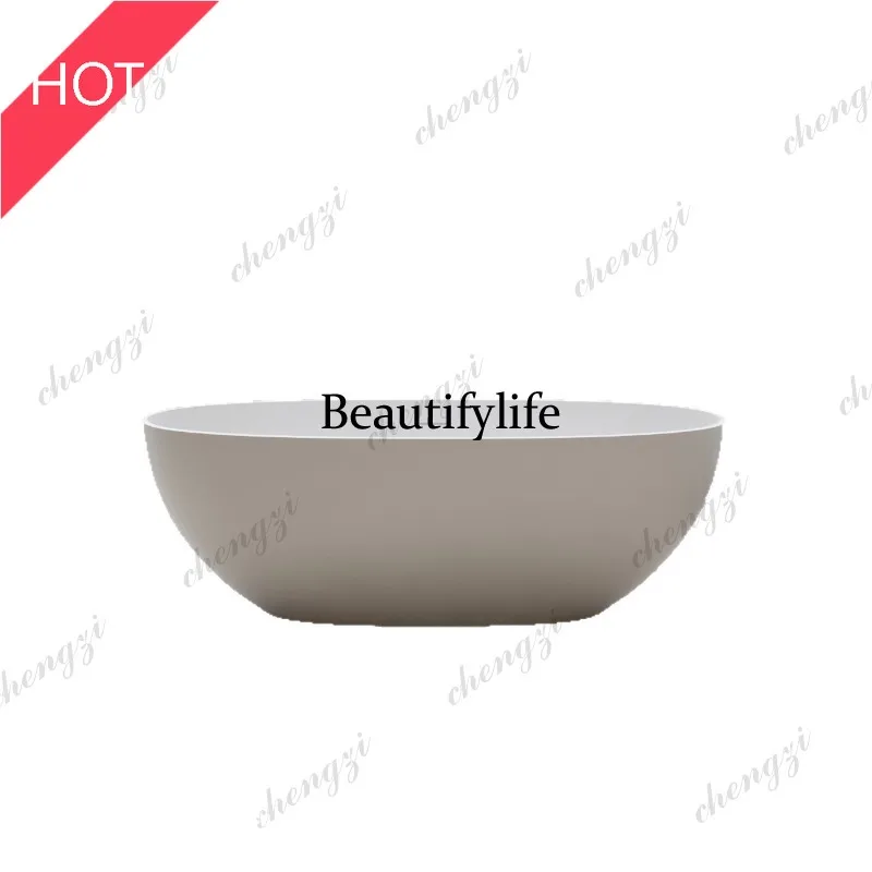 A49 Polymer Bathtub Freestanding Integrated Bathtub Qimei Stone High-End Hotel Bathtub