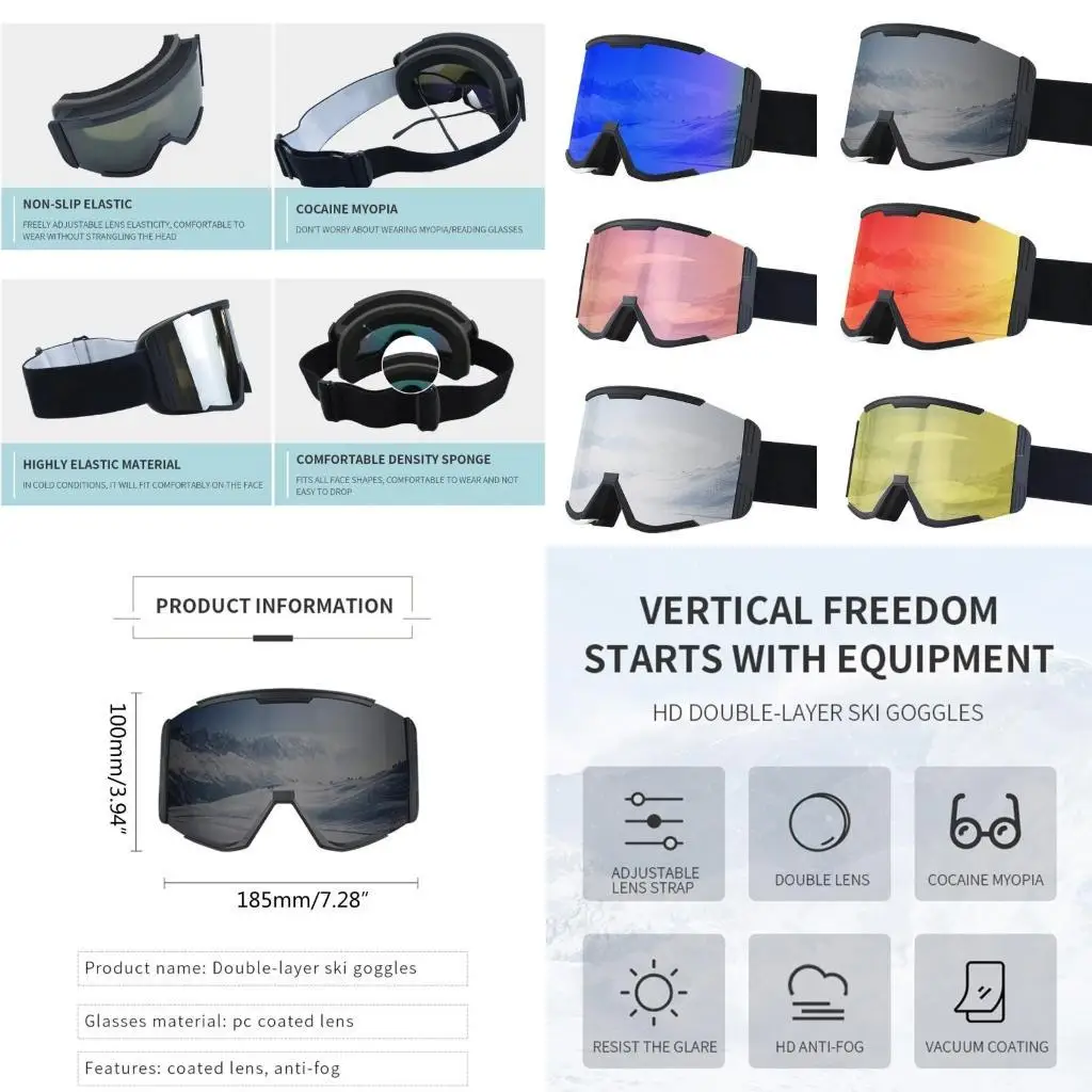 

R6FE Большое зрение бокалов лыжные очки для мужчин, женщины, сноуборд очки