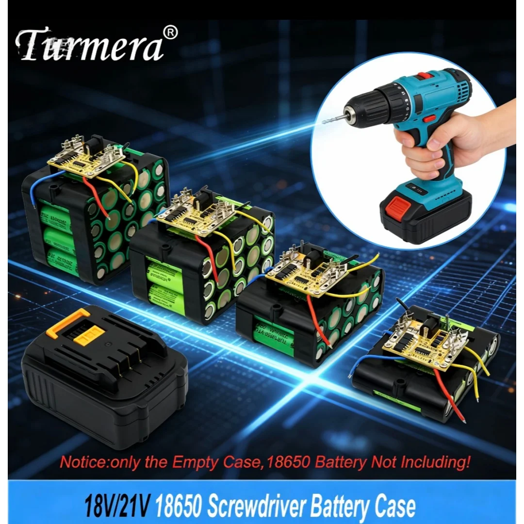 Turmera 5S3P Batteriegehäuse-Set für Makiita 18V/21V Schraubendreher 15X 18650 70A Balance BMS 50A Nickel-Schweißset 2026 Neues Produkt