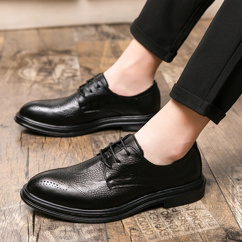 Golden sapling fashionable block shoes men's formal office flat flat formal casual business Oxford shoes merchant flat shoes