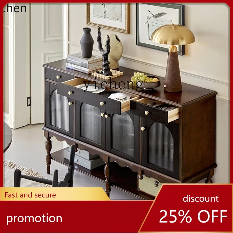 

HXL Retro Vertical Closet Retro Solid Wood Sideboard Cabinet Living Room Locker