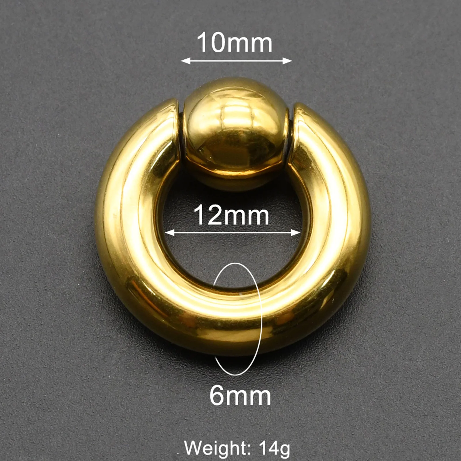 Large Gauge Surgical Steel Septum Piercing Nose Ring, Captive Bead