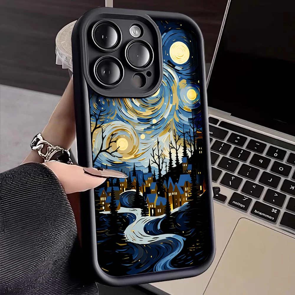 

Van Gogh Starry Night Phone Case For iPhone 11 12 17 15 16 14 13 Pro Max For iPhone 7 8 16 15 14 Plus X XR XS Soft Bumper Funda