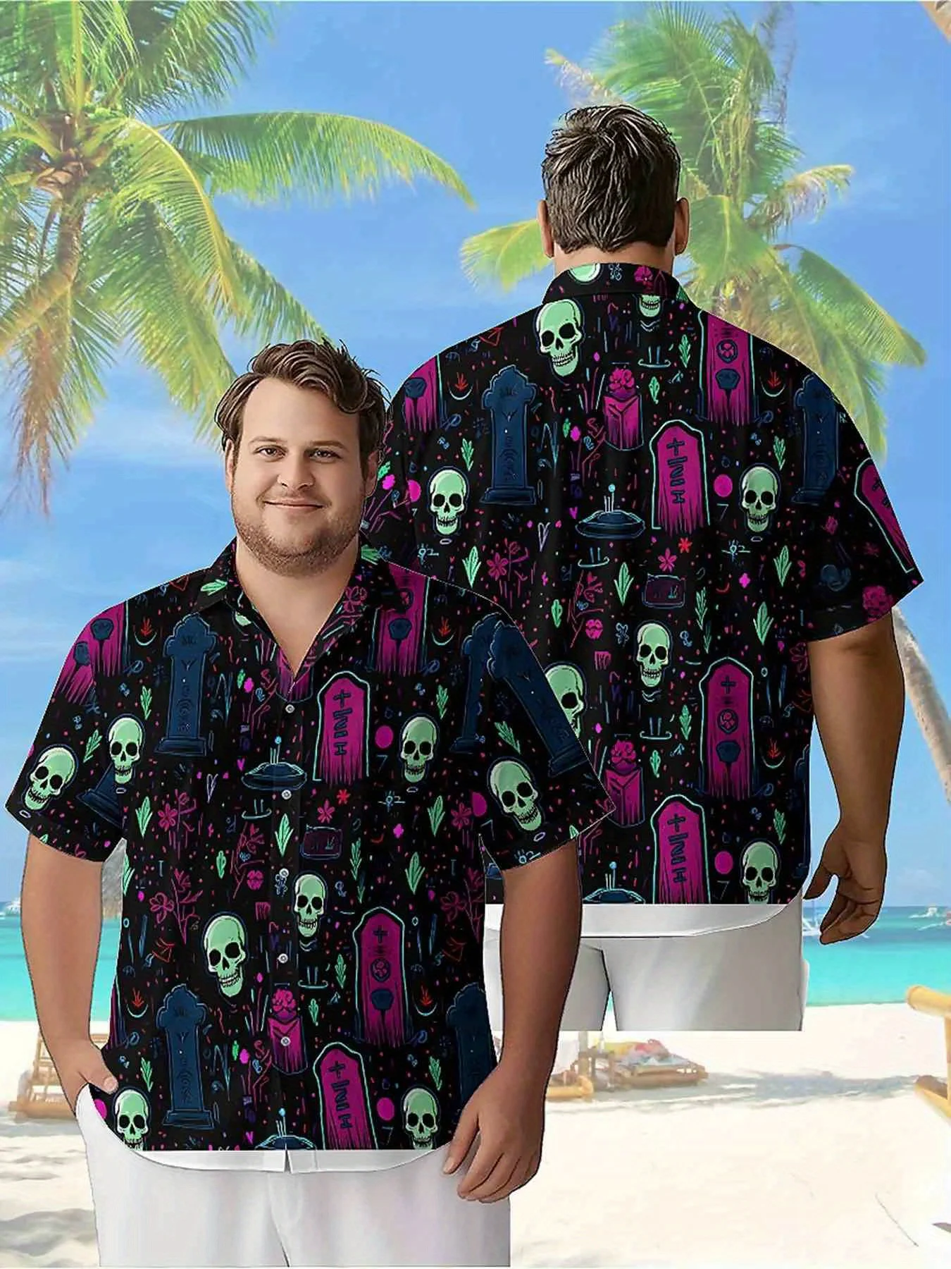 

Men's Plus Size Hawaiian ShirtsHalloween Skull Themepattern,Premium Comfort Youth Clothes,Streetwear Y2K Tops