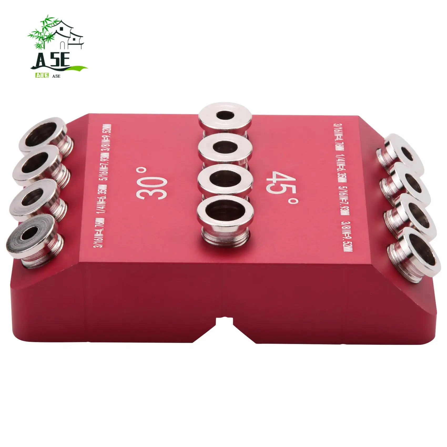 

A05E-30/45/90° Angle Drill Hole Guide Jig For Angled And Straight Hole,Cable Railing Lag Screw Drilling Template