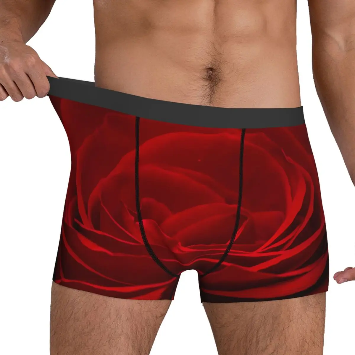 Sous-vêtements College de fleurs pour hommes, caleçons, caleçons, tronc commandé par sublimation, culottes chaudes, grande taille, rose sanguine rouge