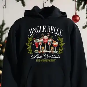 

Толстовка с Рождеством, Рождественский джемпер для женщин, коктейльные толстовки, винтажные толстовки, повседневная уличная одежда с длинными рукавами и капюшоном