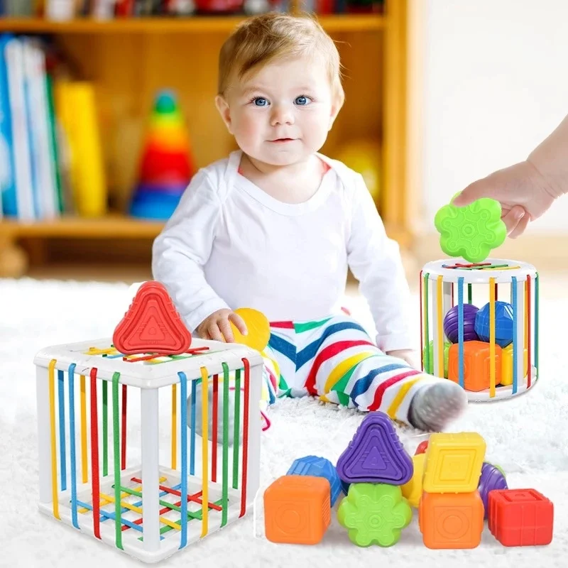 Baby Colorido Forma Blocos Classificação Novo Jogo Montessori Aprendizagem Brinquedos Educativos para Crianças Bebe Nascimento Infantil 0 12 Meses Presente