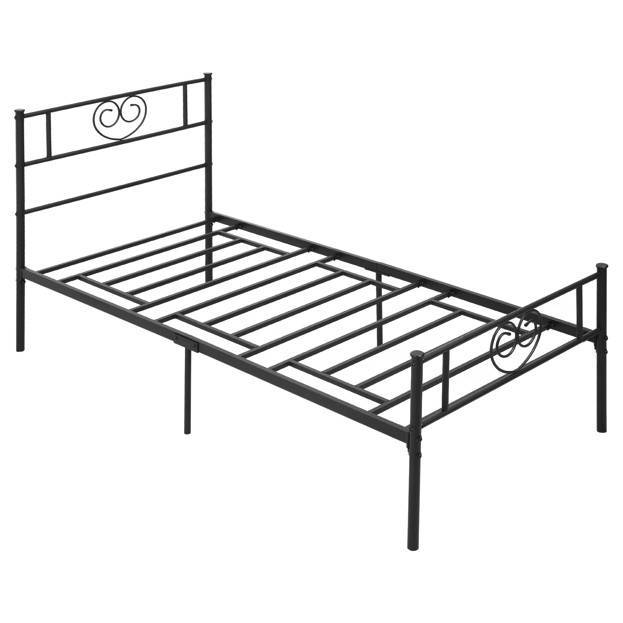 HOMCOM single bed frame Metal mattress 90x190cm head shape heart