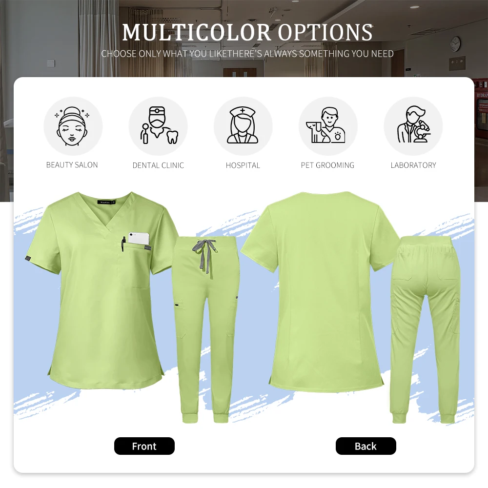 Uniforme d'infirmière de pharmacie, hauts à col en v, pantalons de jogging, ensemble de gommage, vêtements de travail chirurgicaux, combinaison d'allaitement pour dentiste, tenue de médecin d'hôpital, nouvelle collection 2025