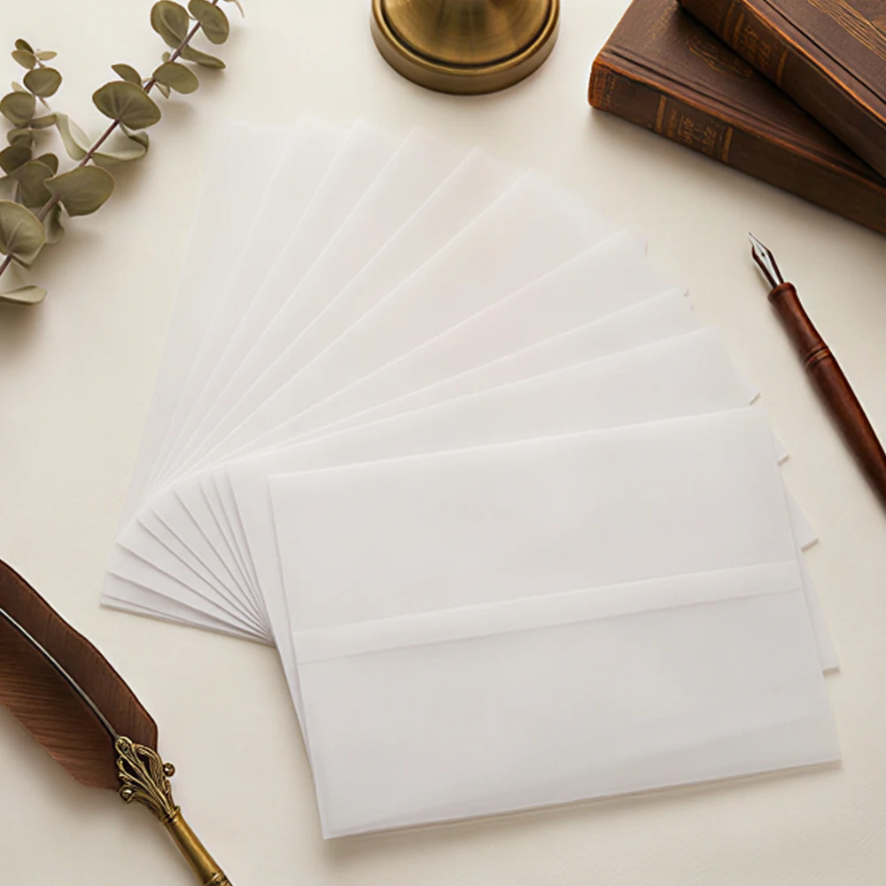 25PC Pre-Folded Vellum Jackets,5x7 Transparent Vellum Envelope Liners,Adhesive Wax Seal Craft Accessories for Wedding Invitation - view 6