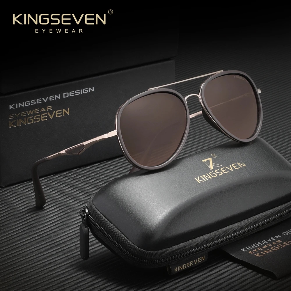 

KINGSEVEN брендовые поляризационные солнцезащитные очки-пилот, мужские модные солнцезащитные очки для вождения, очки с УФ-блокировкой N7936