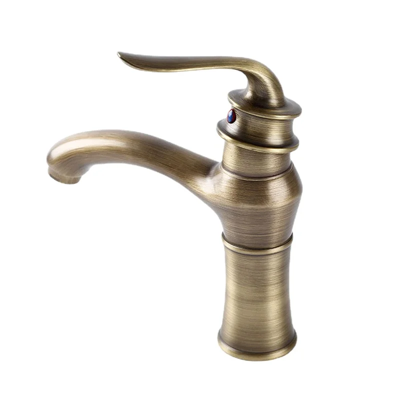 

Countertop Faucet Hot and Cold Bathroom Faucet Washbasin Sink Faucet Gold Brass Single Handle 1 Hole