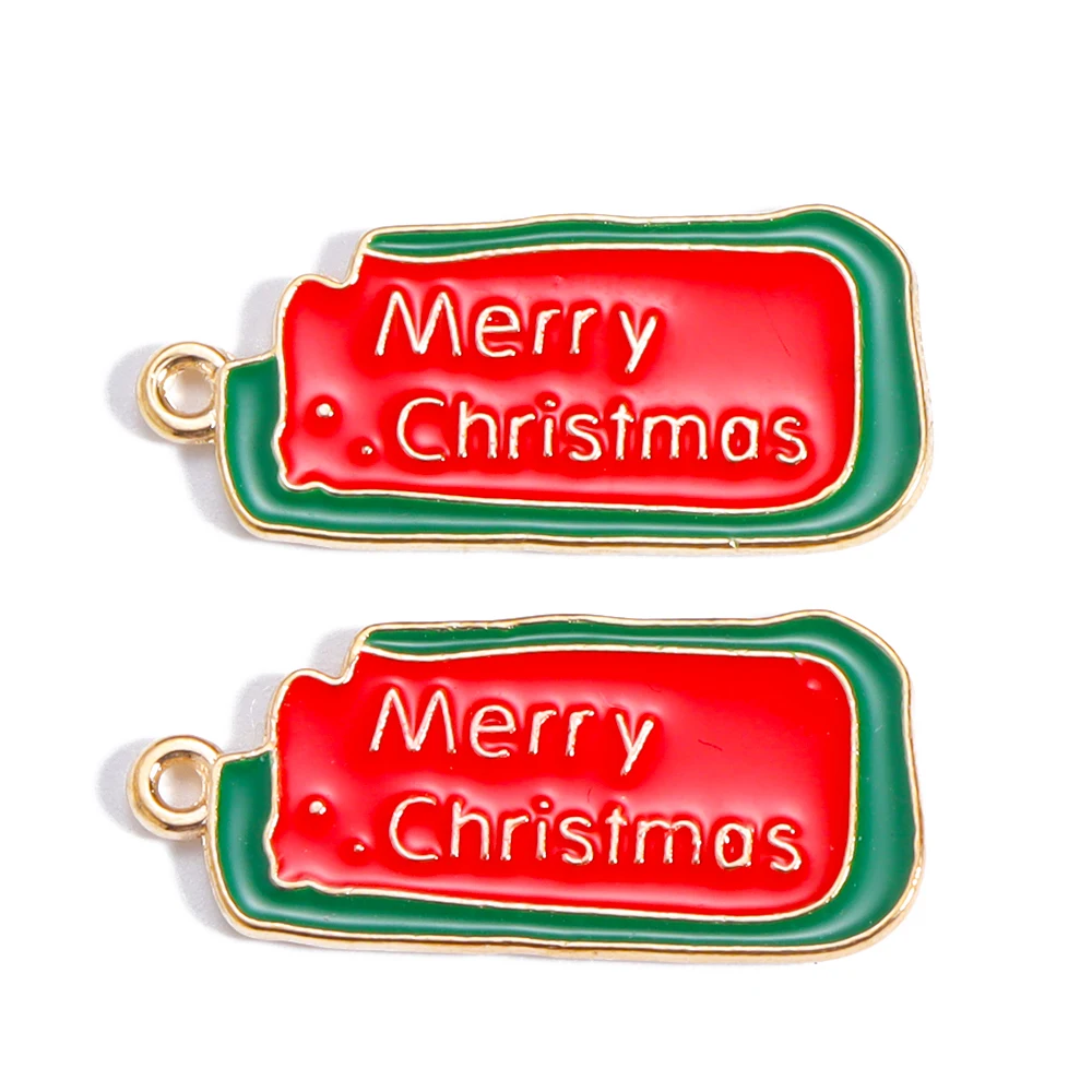 10 stücke Emaille Weihnachten Charms Weihnachten Elch Geschenk Schneemann Santa Claus Anhänger für DIY Halskette Ohrring Schmuck machen Accessoires – Detail 7