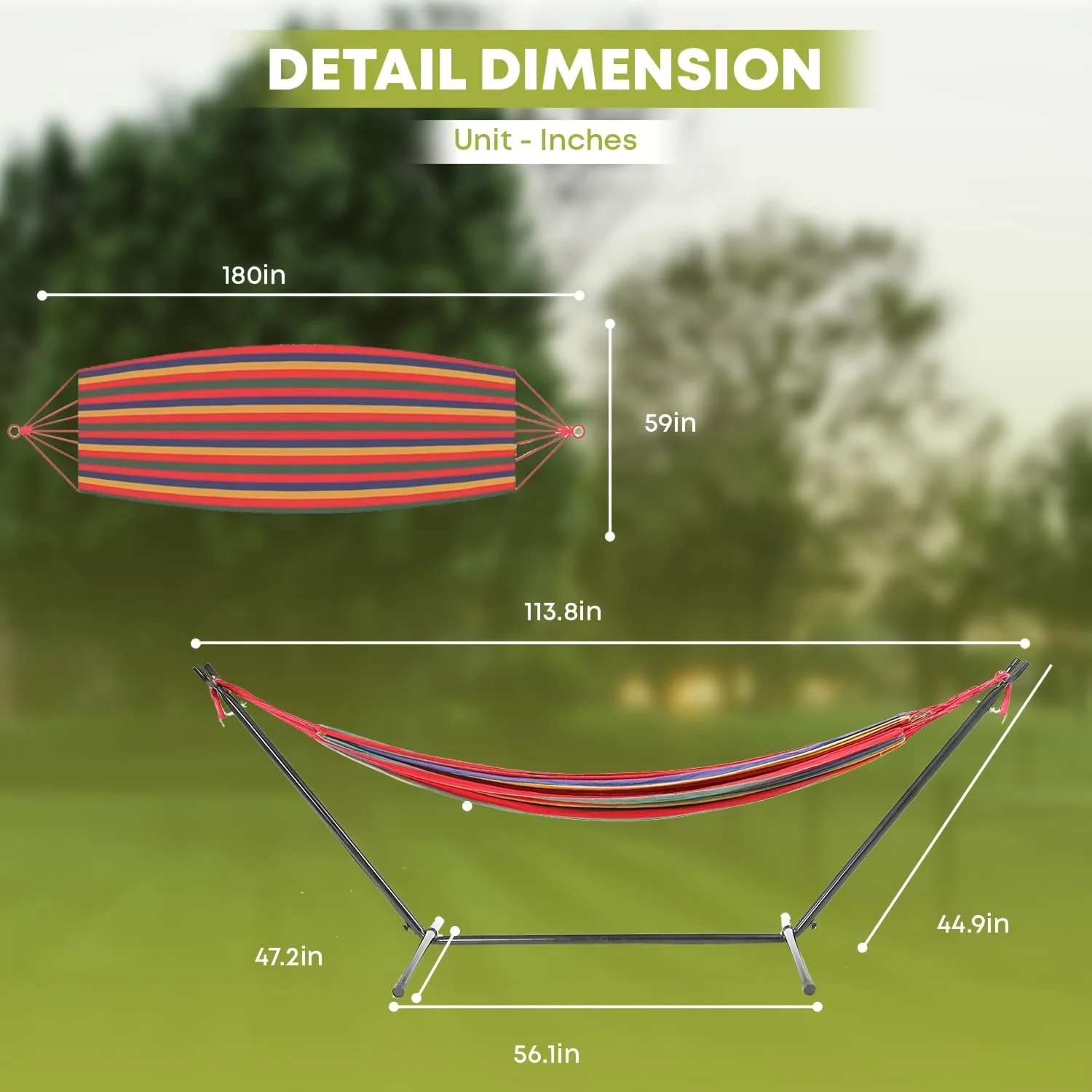 Double hammock with space-saving steel frame (450lbsloadcapacity-includespremium carrying bag),portable hammock with heavy-duty.
