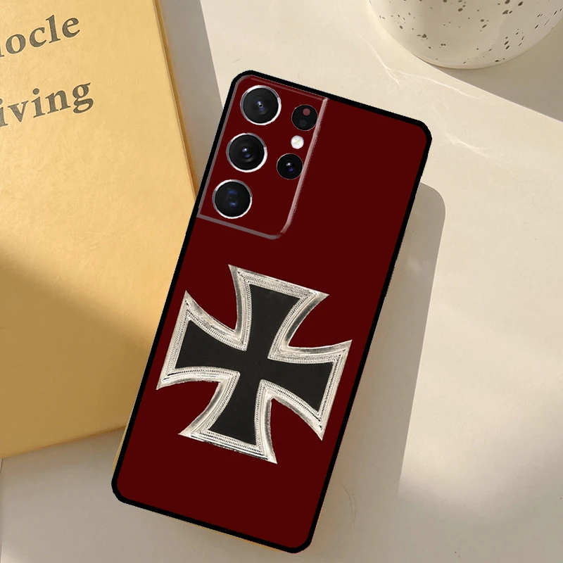 German 1870 Gott mit Uns Iron Cross Case For Samsung Galaxy S22 Ultra Note 20 S21 Ultra S9 S10 Note 10 Plus S20 FE Phone Cover