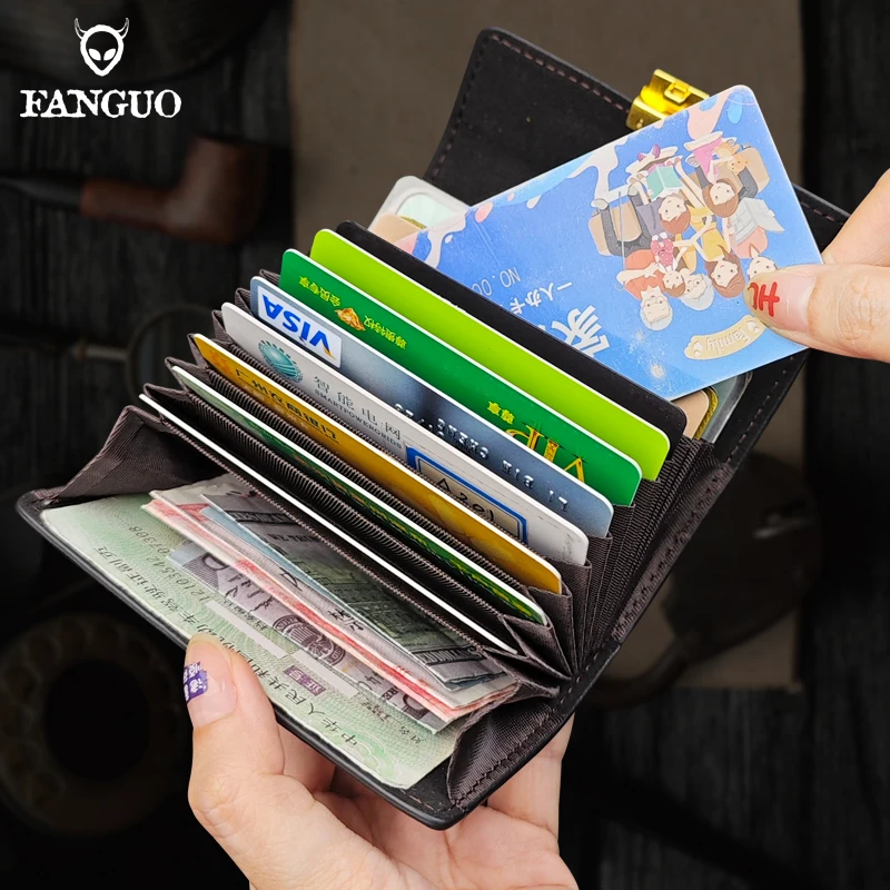 New Casual Wallet Multi-Slot Card Holder Zipper Coin Purse Genuine Leather Money Bag Pocket Cardholder Wallets For Men Women