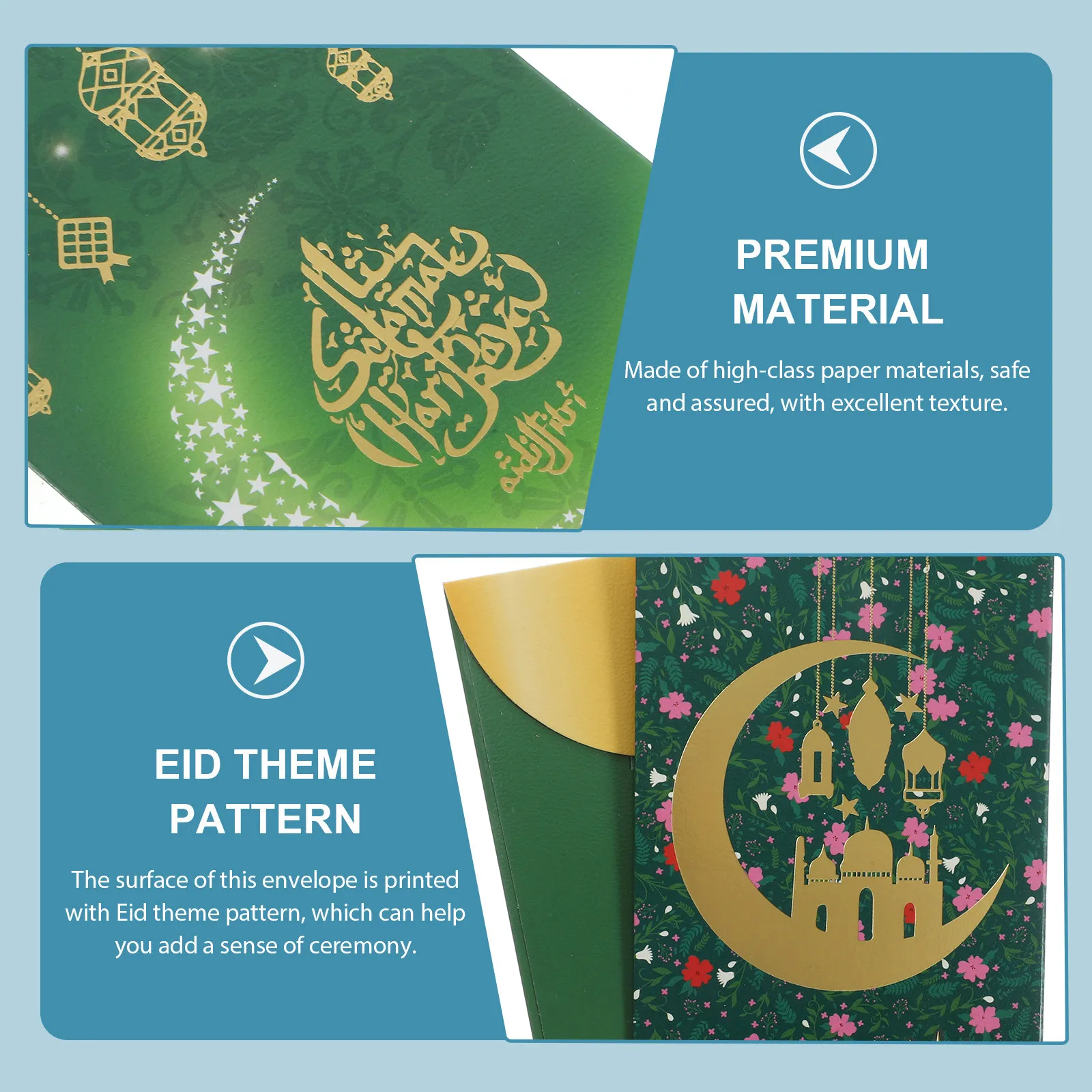 

18Pcs Eid Mubarak Envelopes Paper Party Supplies Money Gift Holder Ramadan Cash Cards Pack Holiday Festival Decoration