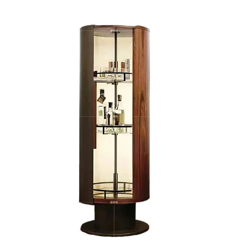 

Italian rotating wine cabinet light luxury high-end living room designer display cabinet modern art wooden locker