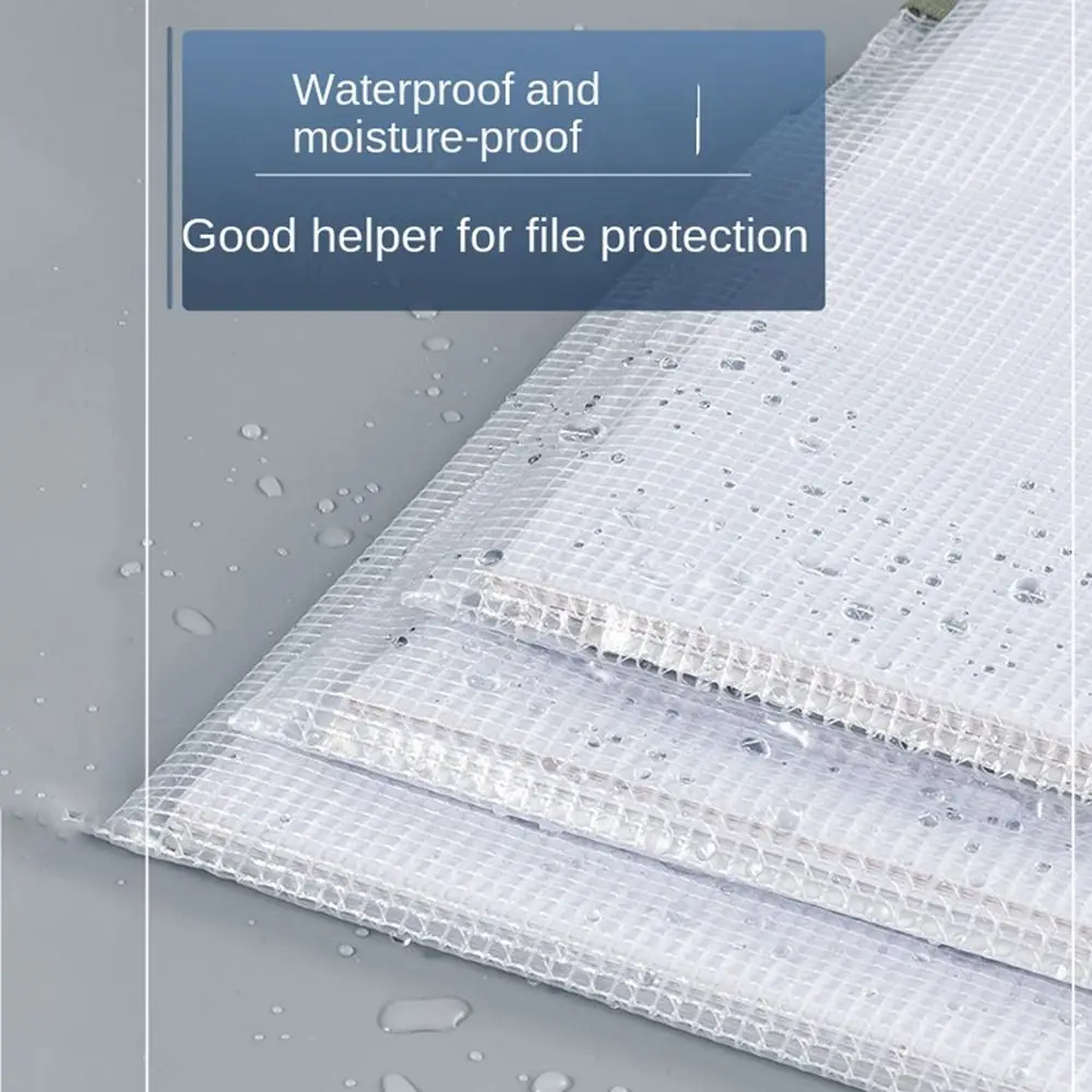 New Double-layer A4 Storage Bag Mesh Large Capacity File Folders Transparent Zipper Stationery Student