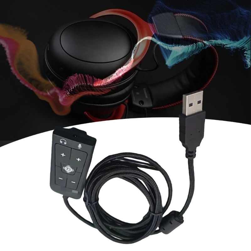 

Immerse Yourself in Realistic Sound USB Adapter External Sound Card 3.5mm Headset Mics Jacks for Cloud2 7.1 Headsets