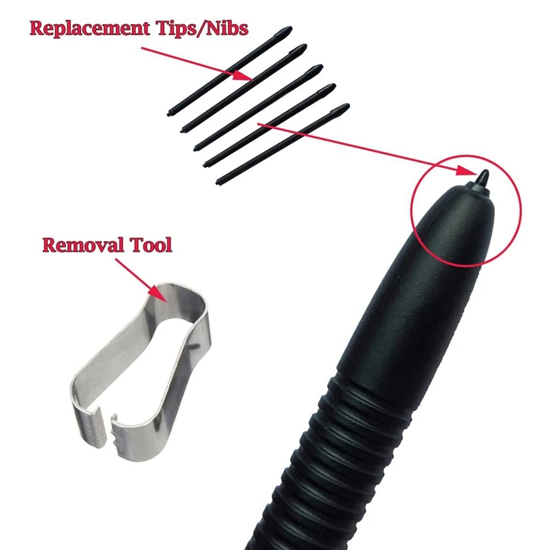 Stylet actif de remplacement pour Samsung Galaxy Note 9/Note 8 5X Tips/Nibs + 1XEject Pin, noir