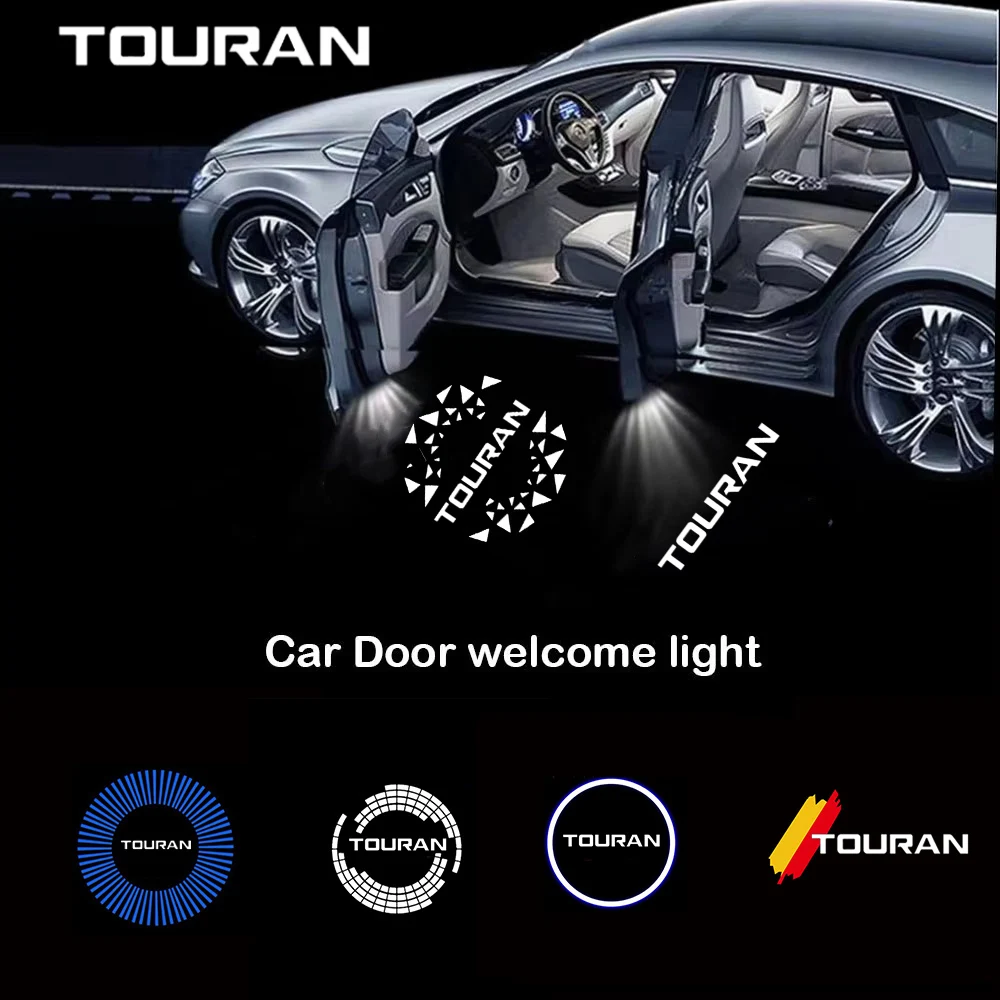 2Pcs HD LED Ghost Shadow Car Door Welcome Projector Lamp Ambient Light Car Decor Replacement Accessories For VW Touran 2008-2015