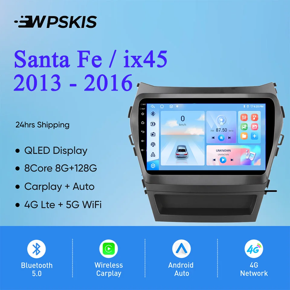 

Android 14 8G+128G Car DVD Player For Hyundai ix45 Santa fe 2013 2014 2015 2016 Autoradio Stereo Video Audio Head Unit Carplay