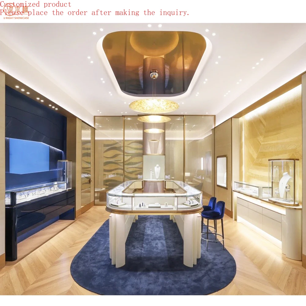 

High-end Luxury Jewelry Store Design Curved Jewelry Display Case Showcase Custom Direct Sales Factory