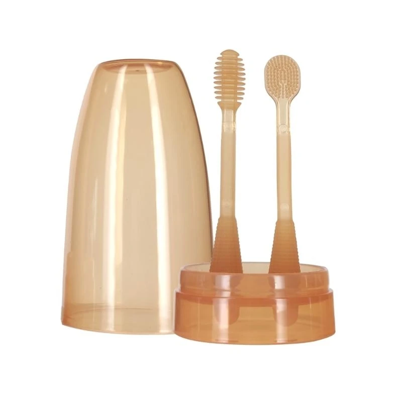 

JU64 1 Set Soft Silicone Baby Toothbrush Tongue Brush for Training and Teething, Infant Teeth Cleaning Tool with Dust Cover