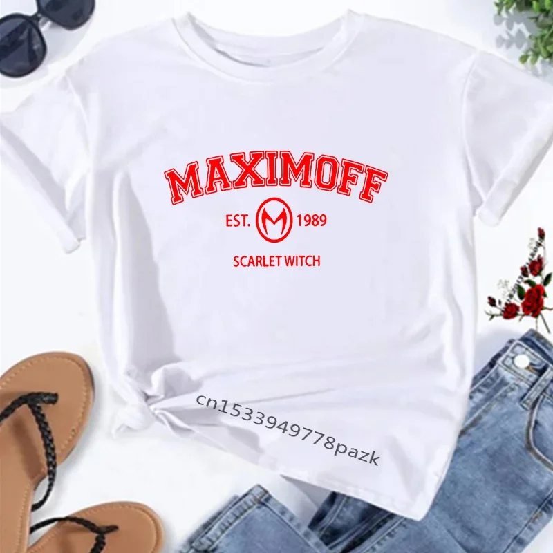 Wanda Maximoff 1989 Vintage Tshirts Women Men Wandavision TV Series Letter Print Woman T-shirt Top Cotton Short Sleeve T-shirts