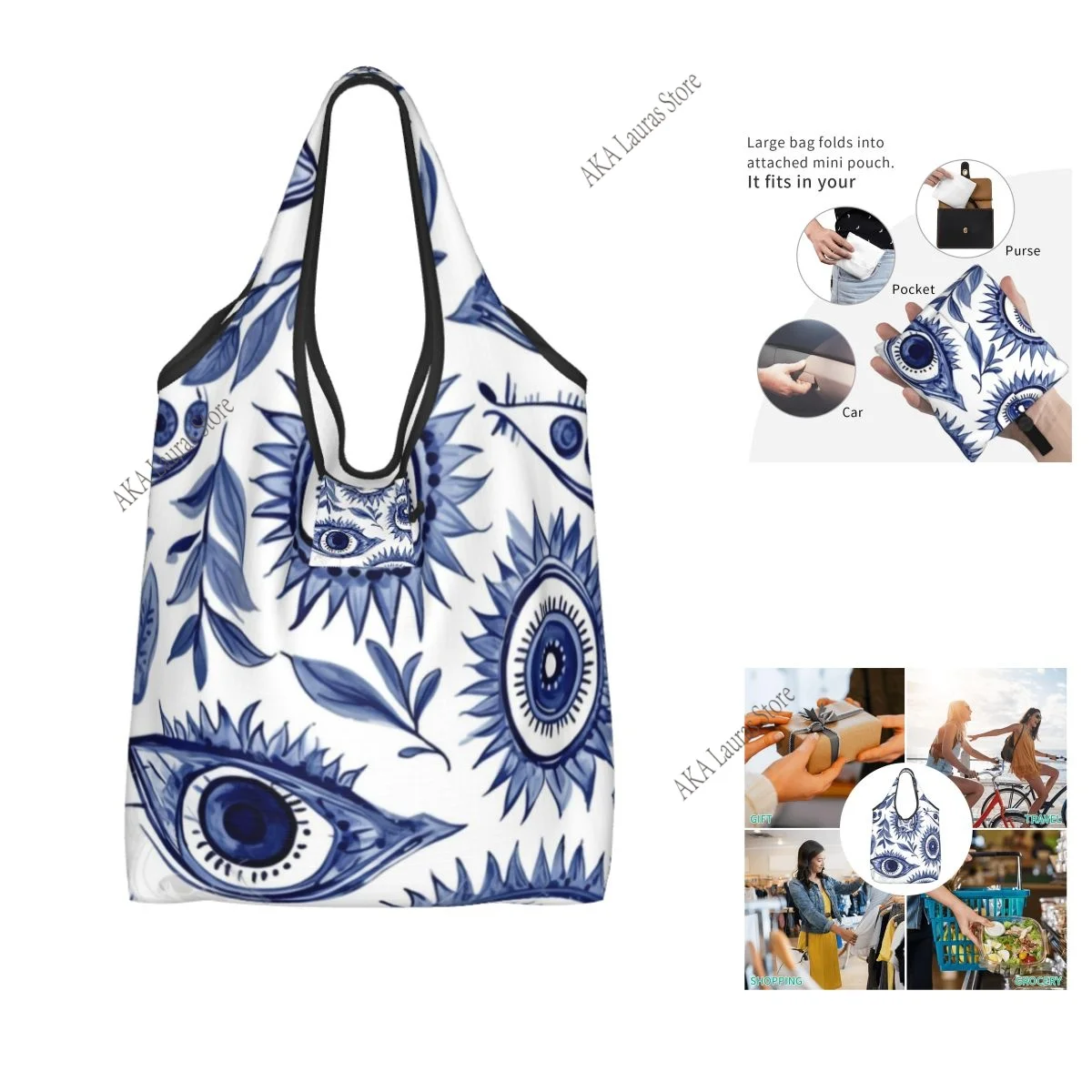 

Сине-белый глаз, продуктовая сумка для покупок, сумка-тоут для покупок, большая сумка