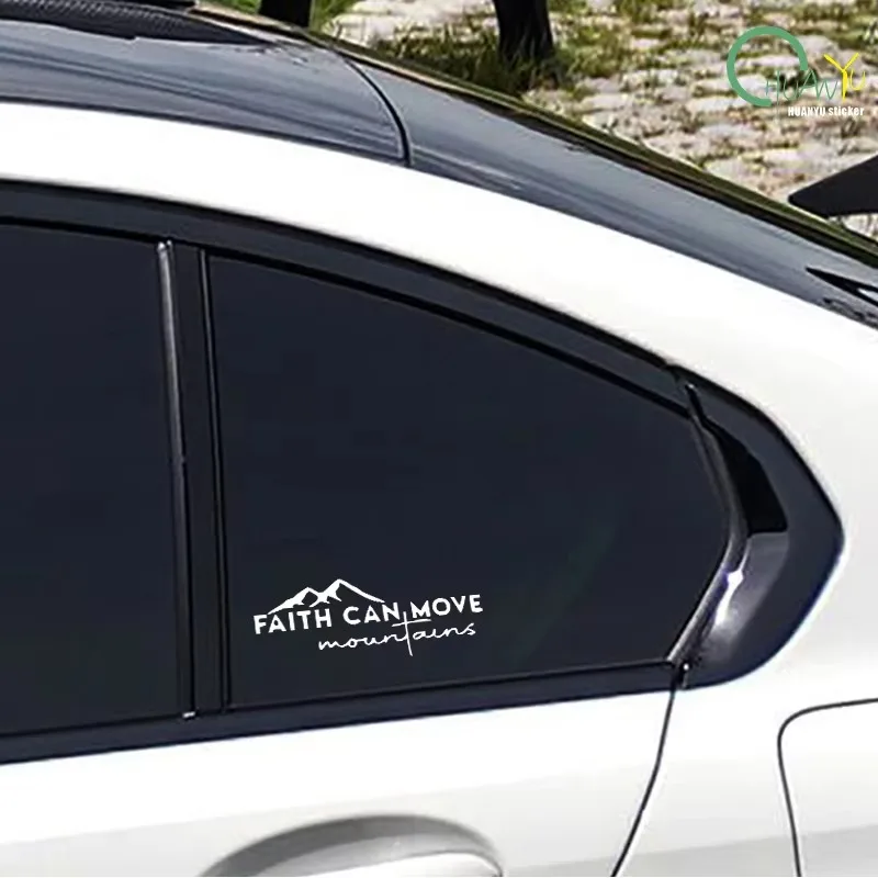 Pegatinas de vinilo Faith Moves Mountains Cross Mountain, impermeables, para ventana de coche, portátil