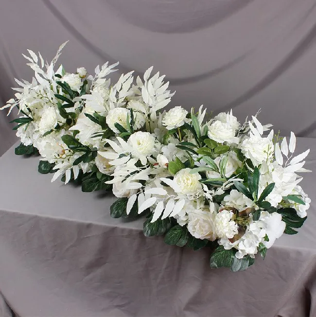 

SN-T1017 wedding table centerpiece flower row decoration road lead artificial flower table runner