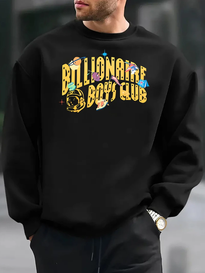 

Мужская универсальная толстовка с длинными рукавами и принтом для мальчиков, осень-зима 2025 года, с круглым вырезом, предназначенная для мужчин и женщин, топ