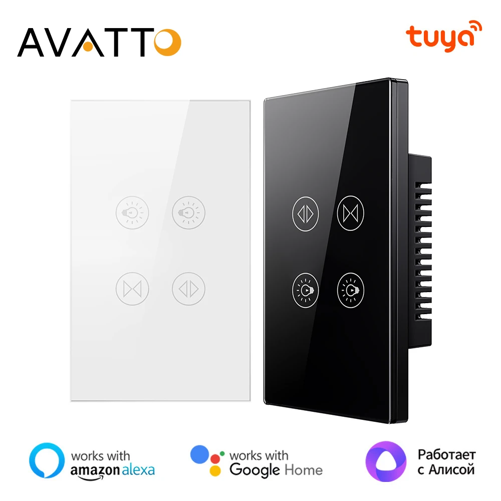 AVATTO Tuya WiFi 2In1 Smart Motor Curtain & Light Switch For Roller Shutter Electric Motorized Blinds Support Alexa,Google Home