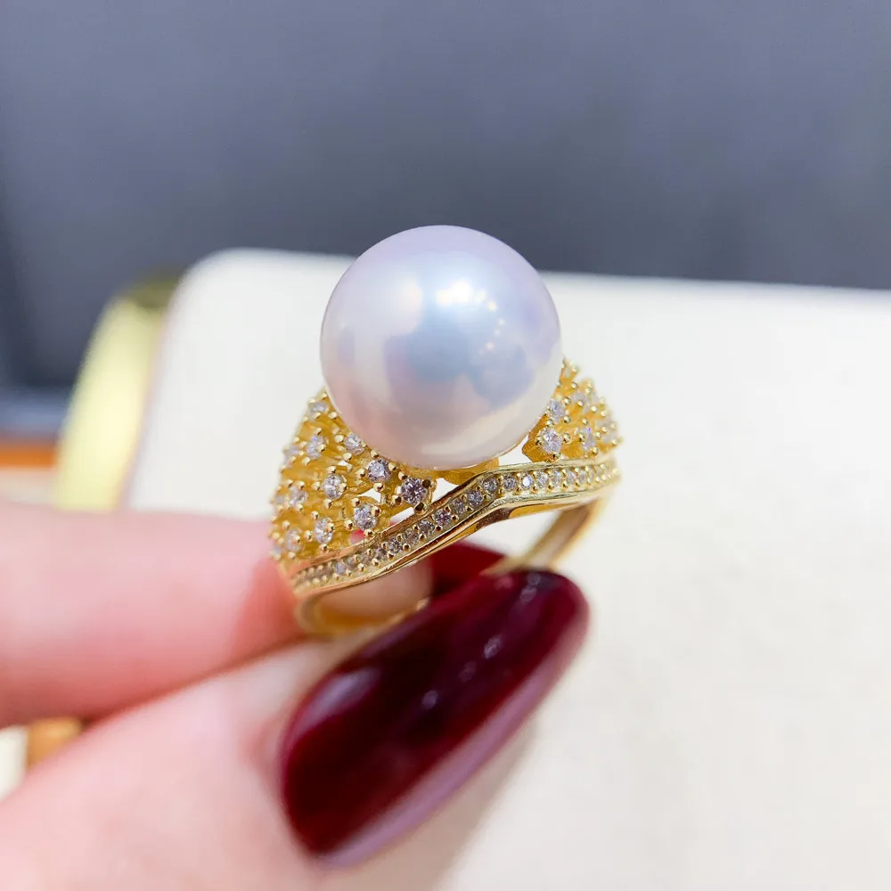 

Solid S925 Sterling Silver Pearl Ring Setting For Women DIY Handmade Adjustable Ring Material Fine Jewelry Accessories SJ020