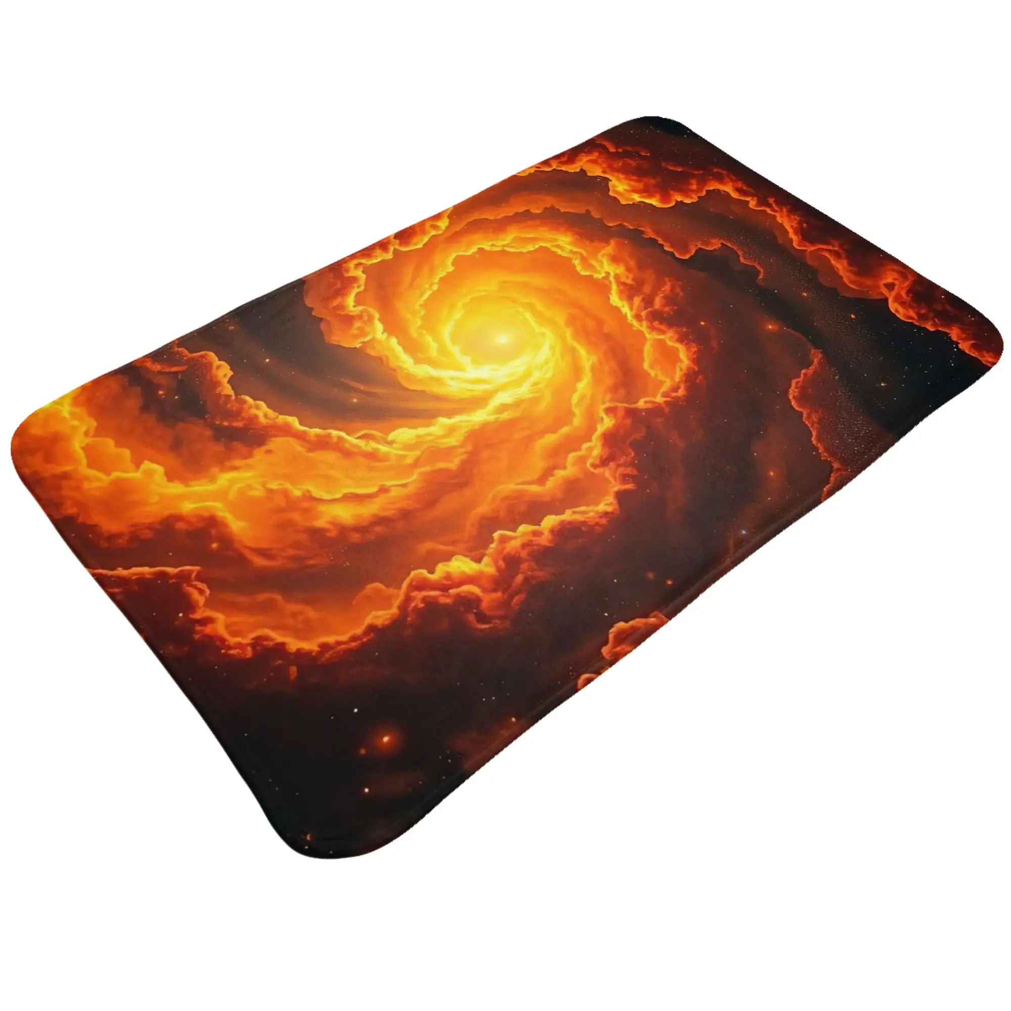 Fiery Orange Swirl Nebula Art Anti-Slip Doormat Bedroom Mat  Welcome ModernDecor