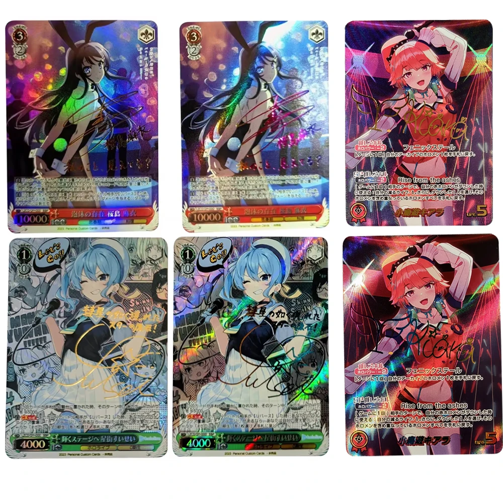 

Anime WS Collection Card Seishun Buta Yaro Sakurajima Mai Signature Card Bronzing Refractive Color Flash Child Gifts