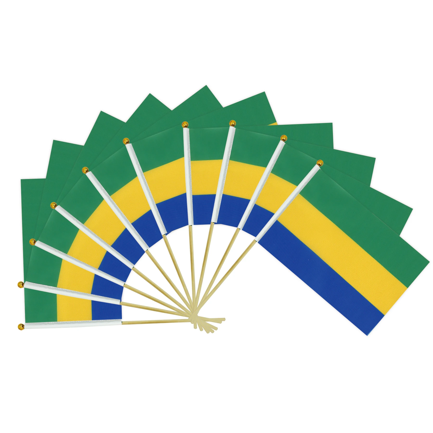 Gabon 14x21CM Hand Flags National Flags For Indoor and Outdoor Decorations(10pcs/1set)