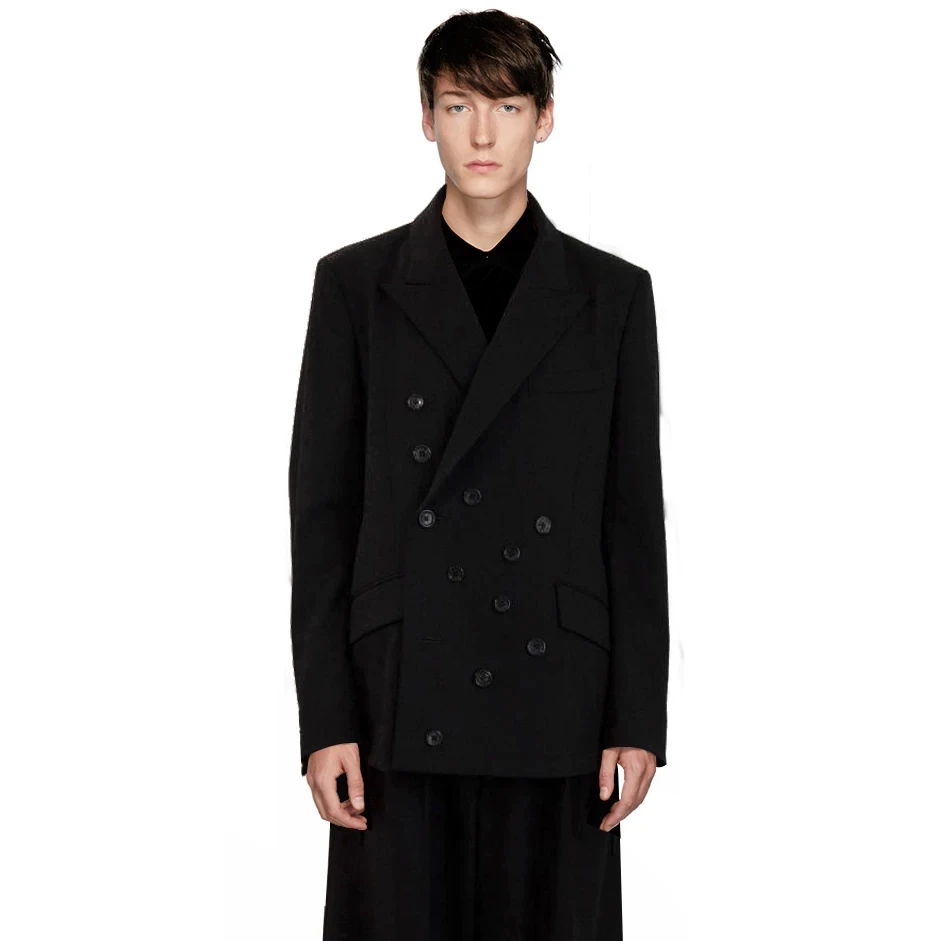 XS-6XL Novo 2026 Roupa Masculina e Feminina Unissex para Desfile, Terno Casual de Lã Desconstruído com Múltiplos Botões, Trajes Plus Size para Cantore