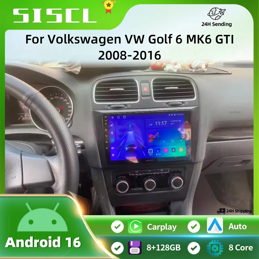

Car Radio Android 16 For Volkswagen VW Golf 6 MK6 GTI 2008-2016 Wireless Carplay Android Auto Radio Car Multimedia 4G WIFI DSP