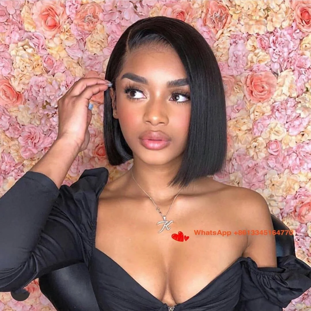 Kurze Bob-Perücken aus Echthaar, 13x6, knochenglatte, kleberlose HD-Lace-Front-Perücke, sofort tragbar, geflochtene Lace-Frontal-Perücke aus vietnamesischem Haar, im Angebot – Detail 16