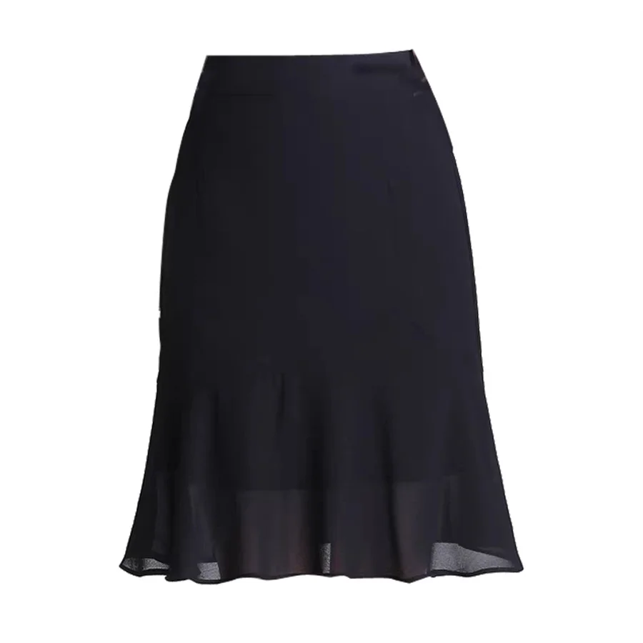 Saia Sereia Elegante de Chiffon para o Verão Feminina, Meia Saia Casual da Moda em Cor Sólida, Tamanhos Grandes